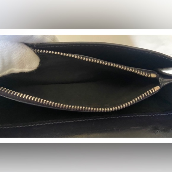 YSL SAINT LAUREN ❤️❤️ ZIP AROUND LONG WALLET BLACK WITH METAL HARDWARE YSL LOGO - Picture 7 of 15